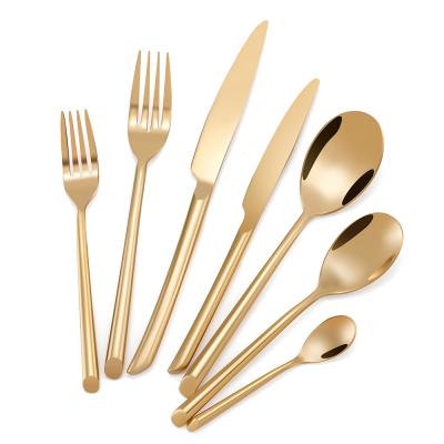 China Sustainable Wholesale Custom Stainless Steel Luxury Royal Matte Gold Plated Cutlery Set For Wedding Restaurant Hotel for sale