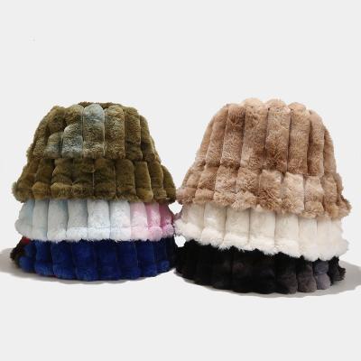 China New coming from picture 2021 6 colors store others wholesale big stripe grain fur vertical tiedye hat for sale