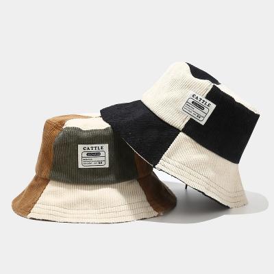 China New coming picture 2021 2 color store unisex bucket joining corduroy fashion hat wholesale for men and women for sale