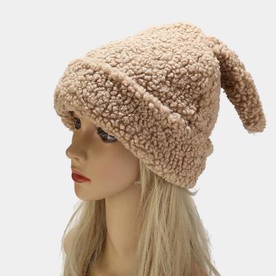 China 2021 NEW next available wholesale 5 colors wool lamb skullcap rabbit ear hat COMMON for sale