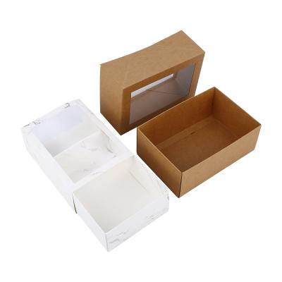 China Recyclable OEM And ODM Smart En-Friendly Disposable Kraft Paper Biodegradable Food Carton Pvc Transparent Cover Food Packaging Box for sale