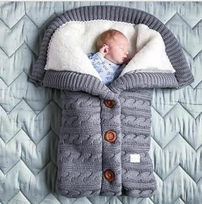 China Amazon Seller Winter Baby Breathable Warm 100% Organic Cotton Knitted Newborn Sleeping Bag for sale