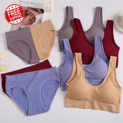 China QUICK DRY free shipping seamless lingerie set breathable sports thread underwear sports bra and briefs set for sale