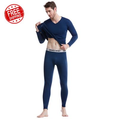 China New Men's V-Neckline Men's Thermal Underwear Pants Sanding Set Thermal Thermal Underwear for sale