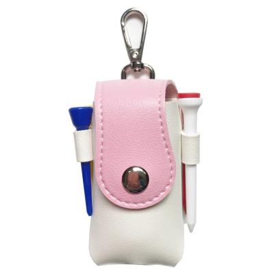 China Fashionabe Custom Pink Outdoor Mini Bag Over Waist Golf Belt PU Leather Accessories Golf Tees Ball Pouch for sale