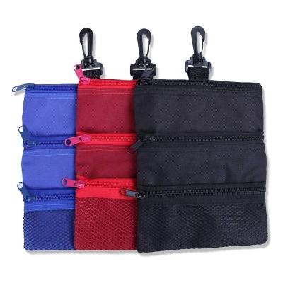 China Fashionabe Customized Golf Club Pitches Accessory Bag 3 Zippers With Clip Pocket Multi Tote Hand Bag Valuables Pocket for sale