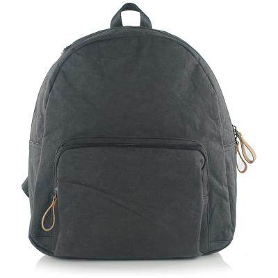 China Unique Waterproof Classic Handcraft Washable Black Zipper Bag Kraft Paper Backpack for sale