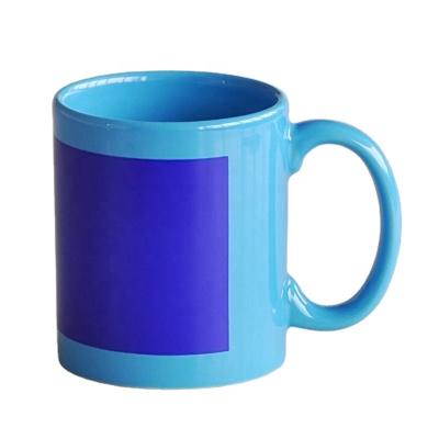 China Stocked Full Color 11OZ Sublimation Mug With White Patch Photo DIY Sublimation Mug Factory Quality Heat Transfer Premium Coffee Mug for sale