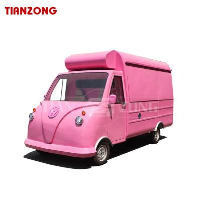 China Winery Vintage Coffee Trailer Cart Mobile Food Truck Ice Cream Cart Pink Truck Vintage Food Truck For Sale for sale