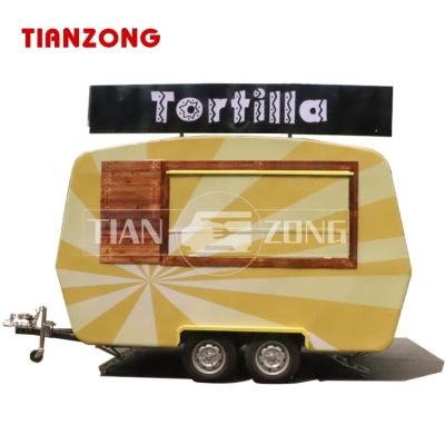 China Tianzong T10 winery hot dog cart semi trailer 4 wheels food truck with full kitchen mobile food trailer for sale