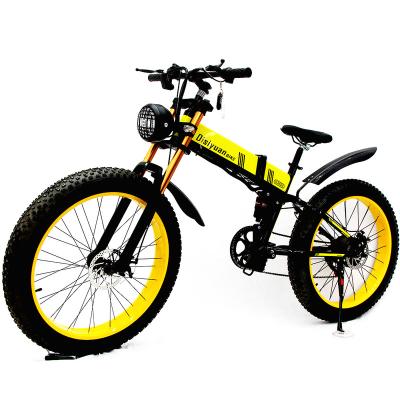 China With 5 inch headlights HL 500W Hummer S 48V12Ah electric bike hot selling lithium battery 26 inch mountain snow tire fat folding electric bicycle for sale