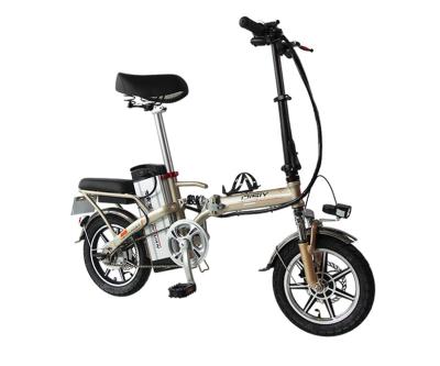 China With Headlight Battery Power Display Disiyuan E-Bike D1A 14 Inch Mini Electric Scooter 350W 36V 48V Lithium Battery Aluminum Folding Electric Bicycle for sale