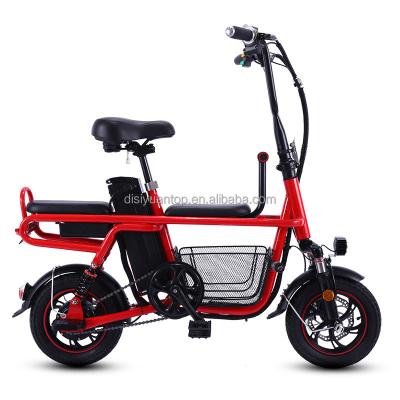 China With headlight battery power display Disiyuan double parent-child driving male and female lithium battery adult mini scooter folding bicycle electric bike for sale