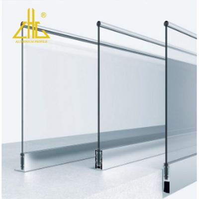 China Aluminio Hanrail Aluminum 6063 T6 Aluminum U-Channel Glass Railing Decorations Extruded Profiles For Balcony Glass Balustrade for sale