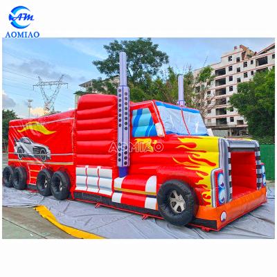 China PVC 12m Inflatable Truck Obstacle Course Christmas Santa Tractor Race For Sale for sale