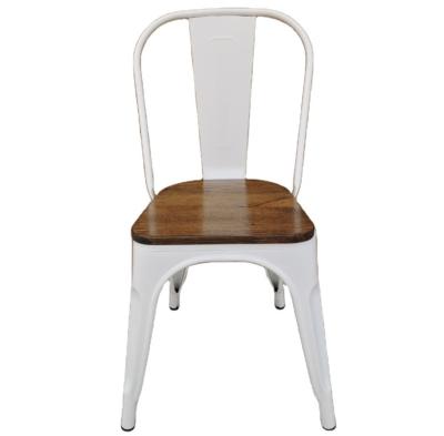 China Cheap Restaurant Furniture Silver Metal Cooling Metal Chair With Wood Seat for sale