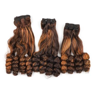 China Brazilian Double Drawn Tone Colored Super Wave Double Drawn Hair Two Virgin Hair Weave Bundles for sale