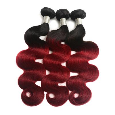 China Ombre Body Wave Weave Virgin Brazilian Ombre Color Hair Bundles Wave Two Tone Color Remy Hair Burg 1B Body Extensions for sale