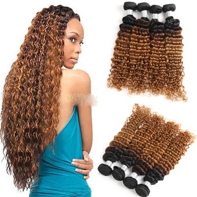 China Deep Wave T1B/30 Wave T1B/30 Tone 8A Virgin Human Hair Weave Peruvian Deep Wave Wholesale Ombre Human Hair Weave Two Weft for sale