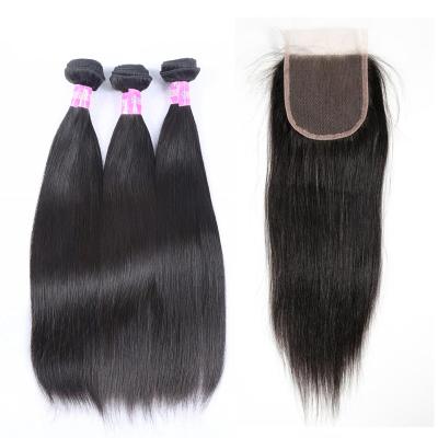 China Silky Straight Wave Msmary 9A 3 Bundles With Closure Hair Extensions 100% Unprocessed Virgin Raw Indian Hair for sale