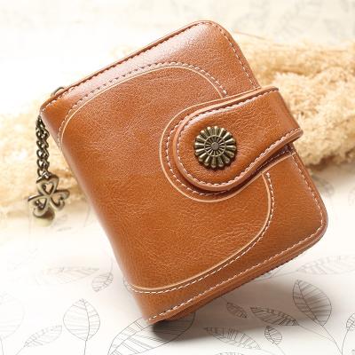 China Fashion Small Wallet for Women Genuine Leather Bifold Contract RFID Blocking Small Women's Wallet with Card Holders for sale