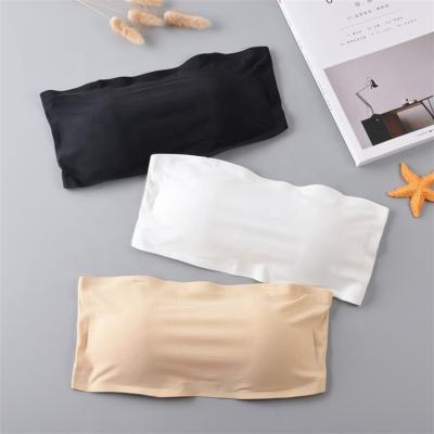 China Antibacterial Women Seamless Bandeau Tube Padded Strapless Bra For Party Sports And Sleep Ice Silk Tube Top for sale