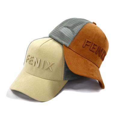 China PANGKB Custom Made High Quality COMMON Suede 3D Embroidery Mesh Summer Beach Travel Baseball Hats Trucker Hat for sale