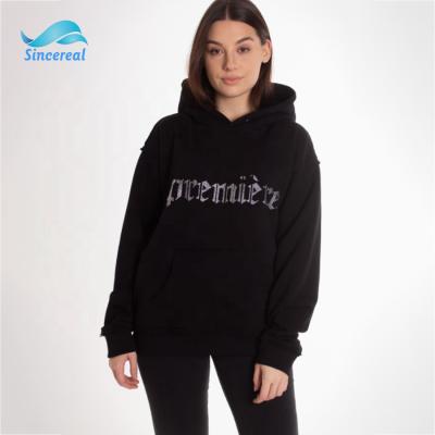 China Wholesale Custom Logo Anti-Wrinkle Long Sleeve Oversized Women's Custom Diamond Hoodie for sale