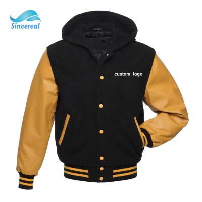 China Wholesale Custom QUICK DRY Mens Slim Fit Letterman Jacket Button Hoodie Comfortable Flight Leather Jacket for sale