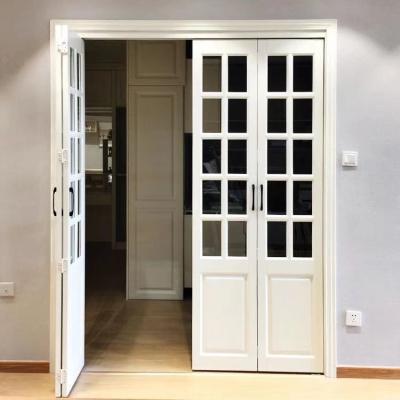 China 2019 Factory Price Modern Decorative Grilled Exterior Waterproof French Folding Door With Clear Tempered Glass for sale