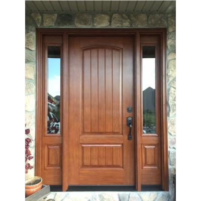 China Traditional Residential Exterior Mahogany Wooden Main Entry Door Front Entrances Design With Sidelight for sale