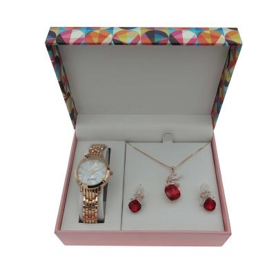 China Not Specified Female relojes gift fashion rose gold plated ladies watch gift set gold jewelry and women watch set for women for sale