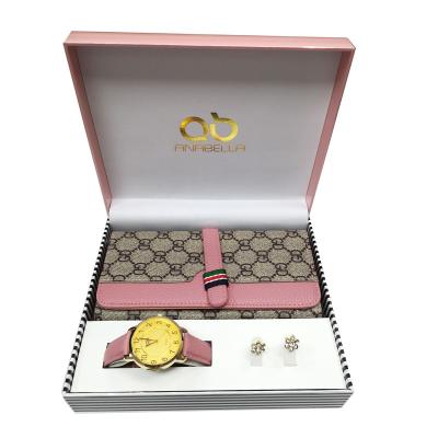 China Not Specified Hotselling style lady leather watch with quality leather purse gift set fashion women watch and wallet set for Valentines Day for sale