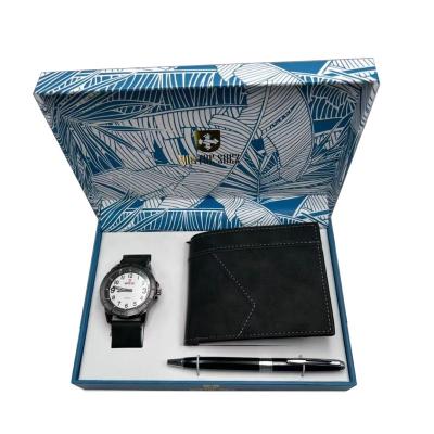 China Not Specified Promotion Watch Gift Set Business Quartz Watch Set Christmas Day Men's Gift Set with Wallet Belt Pen Sunglasses Watch for sale