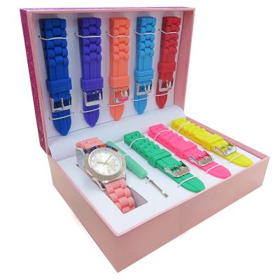 China Not Specified Unique style custom logo  interchangeable women silicone watch bands gift set ladies leather watches straps colors choose set for sale