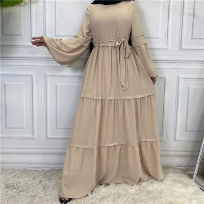 China Women Abaya Muslim Chiffon Rayon Dress Solid Color for sale