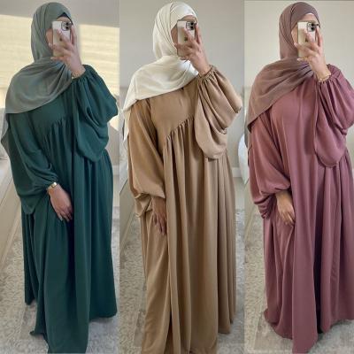 China Rayon 15 Color Options Wrinkle Abaya Synthetic Silk Robe Solid Color Rayon Muslim Women for sale