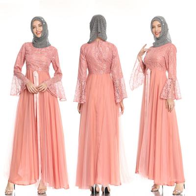 China Basic Pink GH-HQ0953 Muslimah Dress Abaya Long Dress Islamic Middle East Turkey Muslim Same Dresses Long for sale