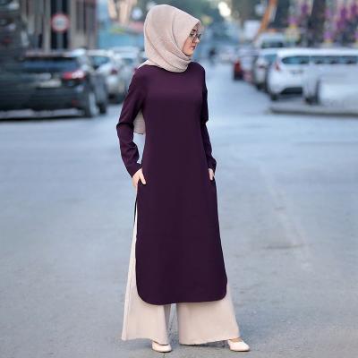 China Satin Muslim Woman Set Two Piece Tops And Pants for sale