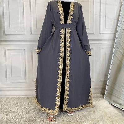 China Embroidery Fashion Middle East Embroidered Open Abaya Long Robe Cardigan Dress Muslim Women for sale