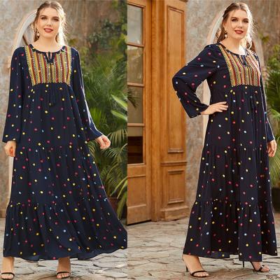 China GH-2105 Printing/Dyeing Ethnic Clothing Plus Size Dot Printing Kaftan Abaya Islamic Clothing Abaya Women Dresses for sale