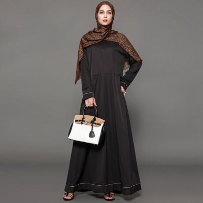 China Modest S-4XL Solid Color Plus Szie Muslim Women Fashion Ties Bottom Sew Arabic Arabian Abaya Muslim Maxi Dress for sale