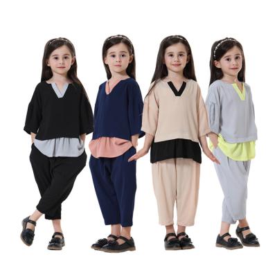 China Southeast Asian Arab Muslim Girls Little Nothing Sets 3/4 Sleeve Harem Tops And Pants GH-TH610 for sale