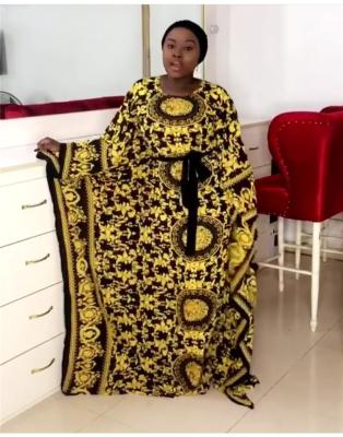 China GH-2067 Fashion One Size Fashion Designs African Dress Gold Digital Printing Africa Clothing Maxi Dress for sale