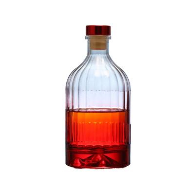 China Super Flint Glass Base Material Whiskey Bottle 350ml 500ml 700ml 750ml with Cork Top Cap for sale