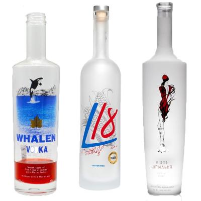 China Kristallglas 700ml 750ml 1L Gin Whisky Wodka Whisky Wein Flaschen für Alkohol Packung zu verkaufen