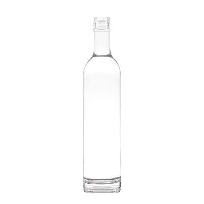 China Decal/ Frost/ Painting Modern Shape Square Flat 750ml Frosted Glass Liquor Bottle for sale