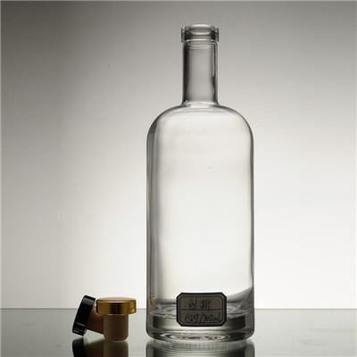 China Super Flint 700ml Spirit Glass Vodka Bottle with Cork OEM/ODM Acceptable Customizable for sale