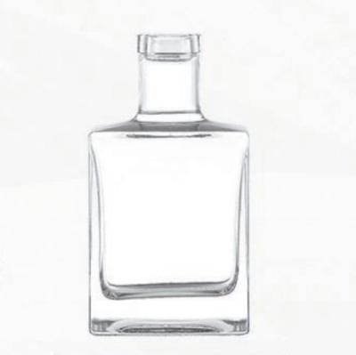 China 500ml 700ml 750ml 1L Unique Square Shape Glass Liquor Bottle for Juice Vodka Spirit Liquor for sale