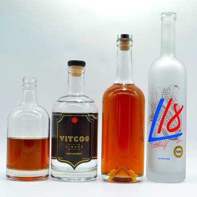 Chine 375 ml 200 ml 100 ml Bouteille en verre Gin Whisky Vin Vodka Spiritueux Bouteille en verre avec liège à vendre